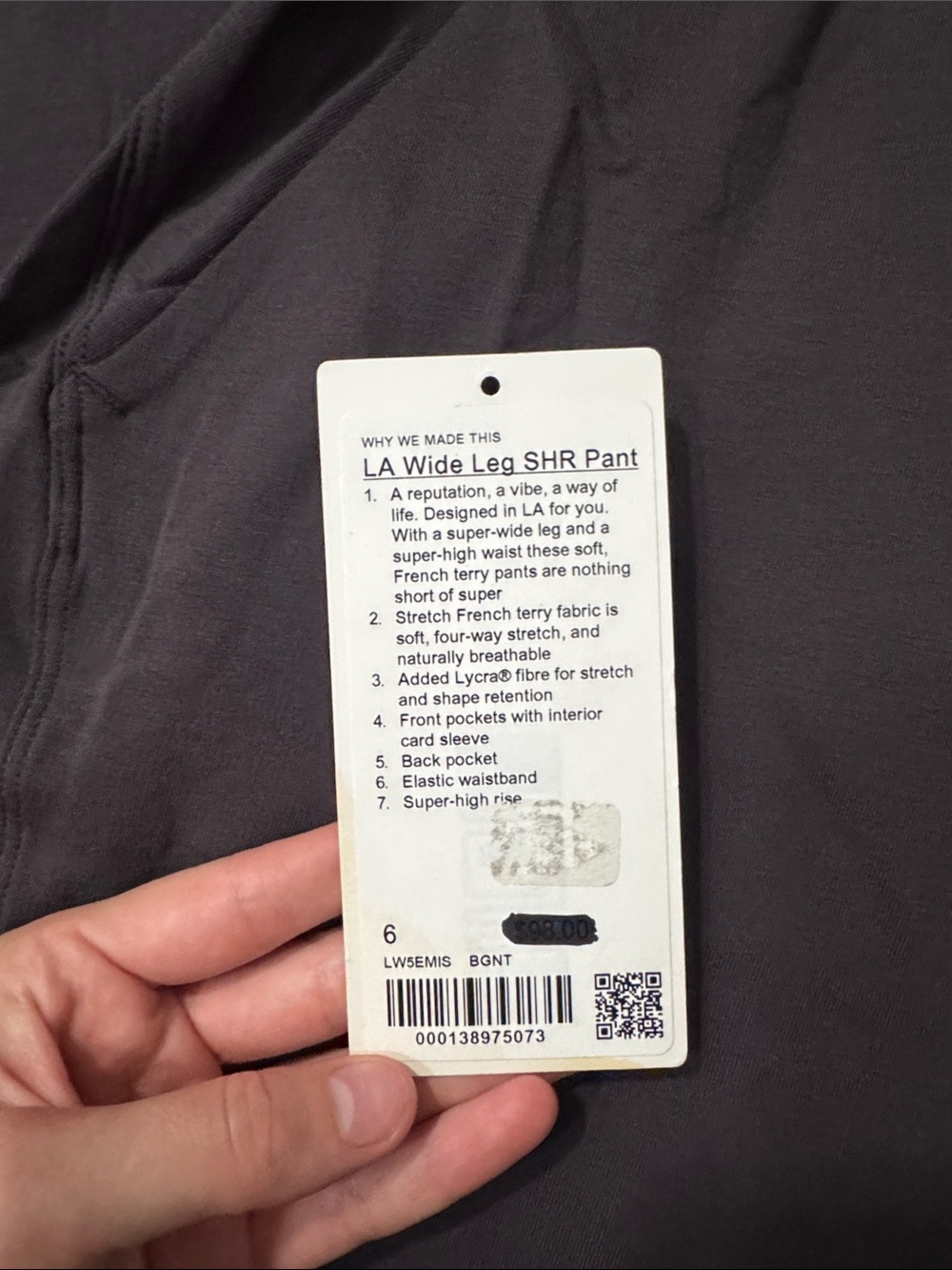 Lululemon LA Wide Leg Super-High-Rise Pant Black Granite - Picture 7 of 7